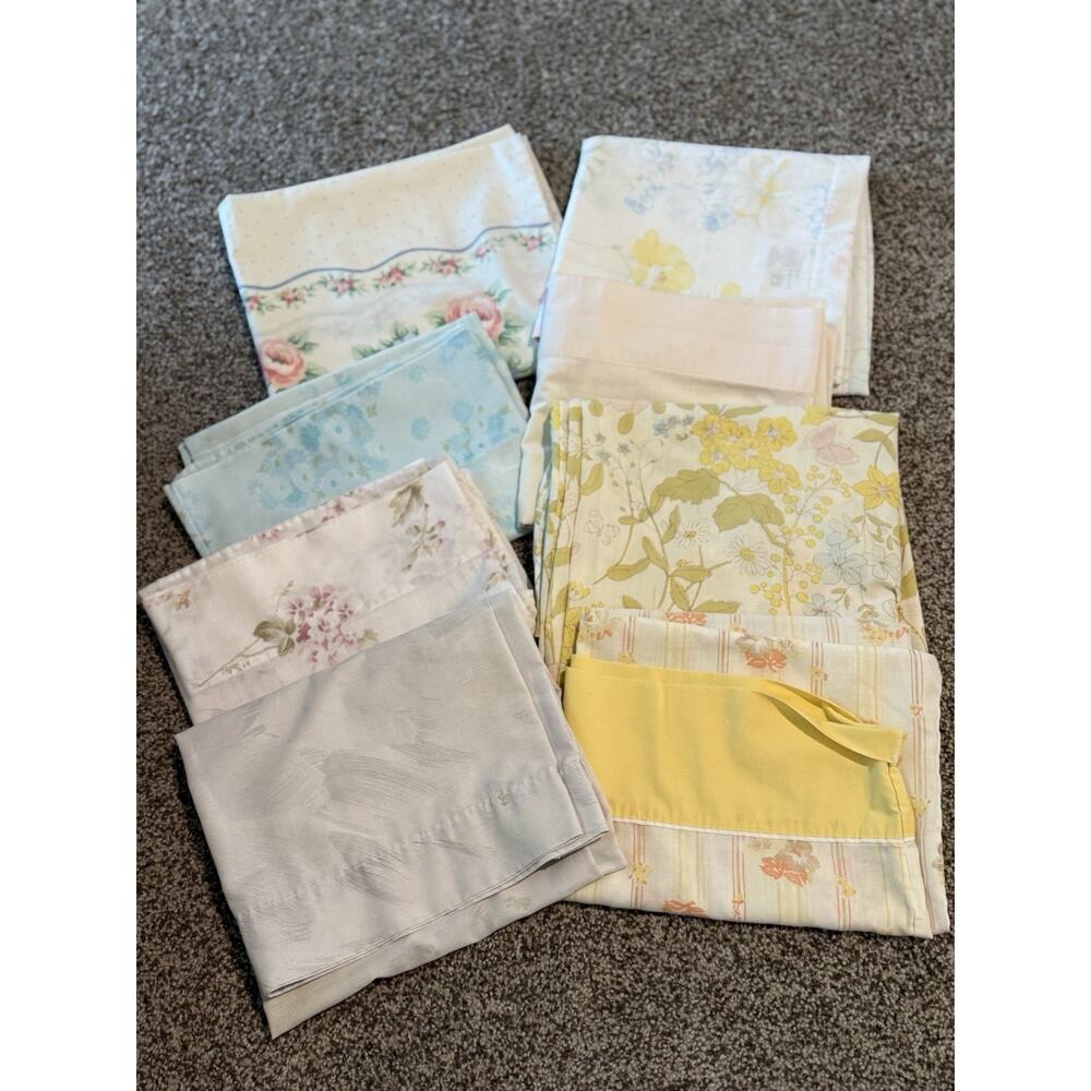 Vintage Floral Flower Pillowcases Standard And King Mix Lot Assortment Set of 8